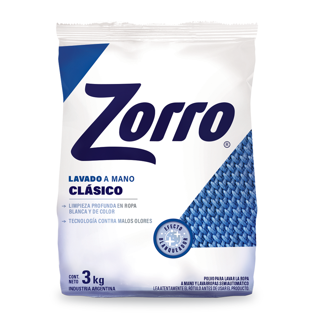 ZORRO JAB POLVO x3KG LAV MANO CLASICO