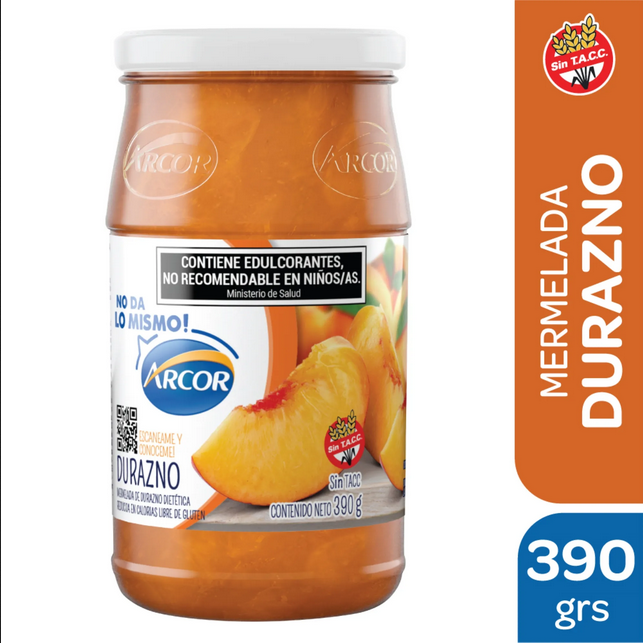 ARCOR MERMELADA S/AZUCAR x390g DURAZNO