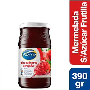 ARCOR MERMELADA S/AZUCAR x390g FRUTILLA