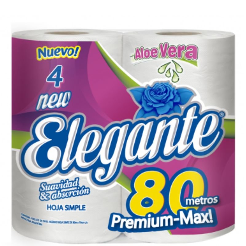 ELEGANTE PAPEL HIG 4x80m ALOE S/H