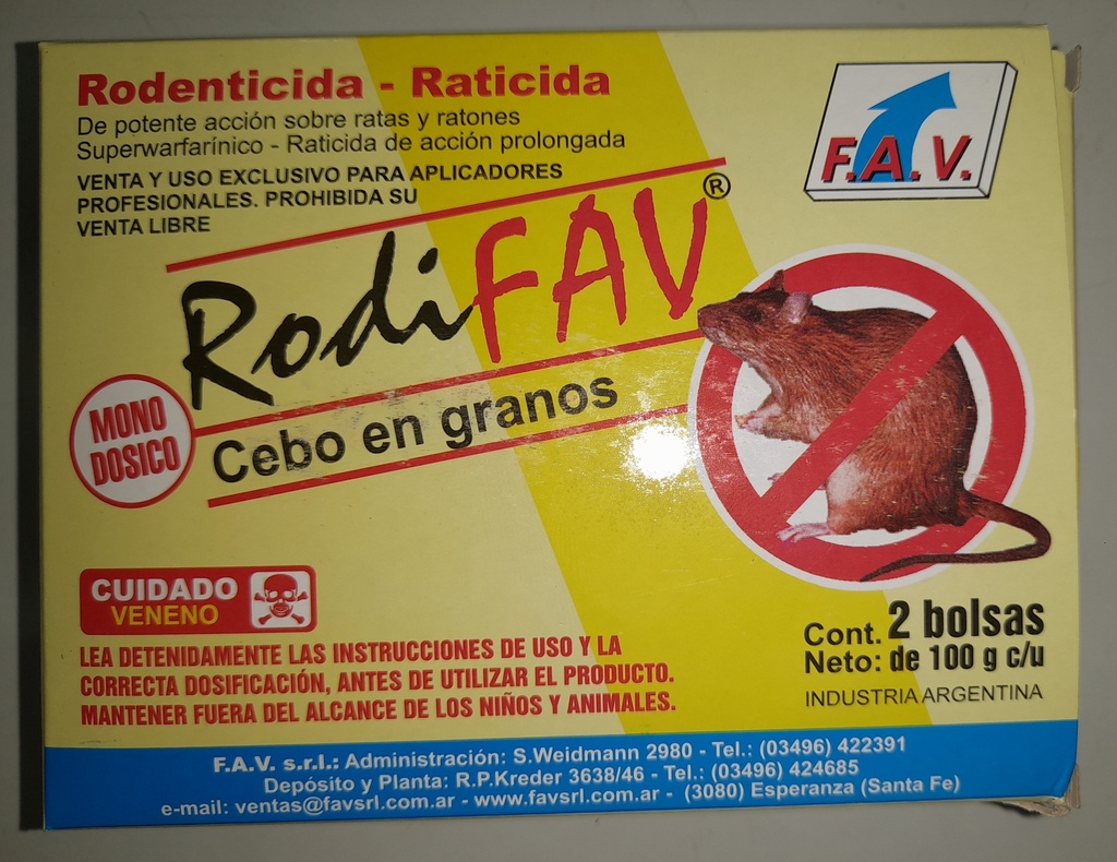 RODIFAV RATICIDA x200g GRANO