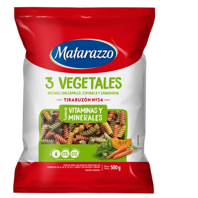 MATARAZZO FIDEO x500g TIRABUZON N34 3 VEG