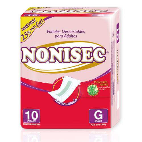 NONISEC PAÑAL P/ADULTO x10u G C/GEL