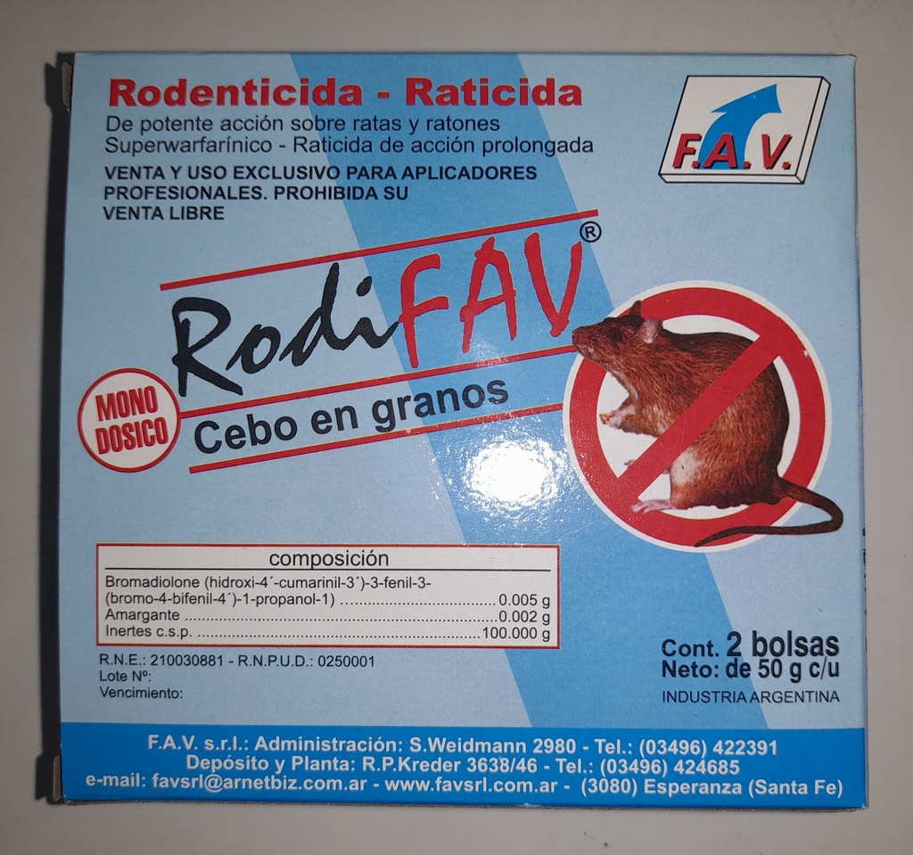 RODIFAV RATICIDA x50g GRANO