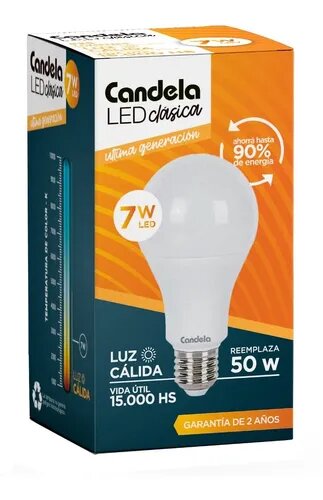 CANDELA LAMPARA LED 7w CALIDA