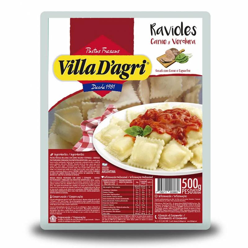 VILLA DAGRI RAVIOLES x500g CARNE-VERD