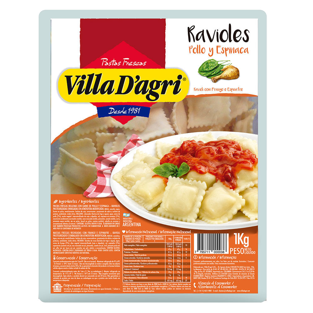 VILLA DAGRI RAVIOLES x500g POLLO-ESP