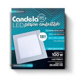 CANDELA PLATAF CUADRADA LED 18w FRIA